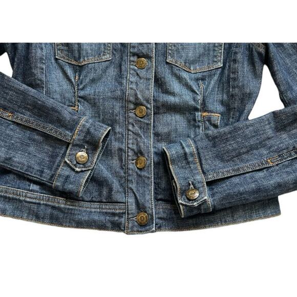 Level 99 Denim Jacket Women Small Cropped Jean Button Front Western Cowgirl Boho - Picture 10 of 12